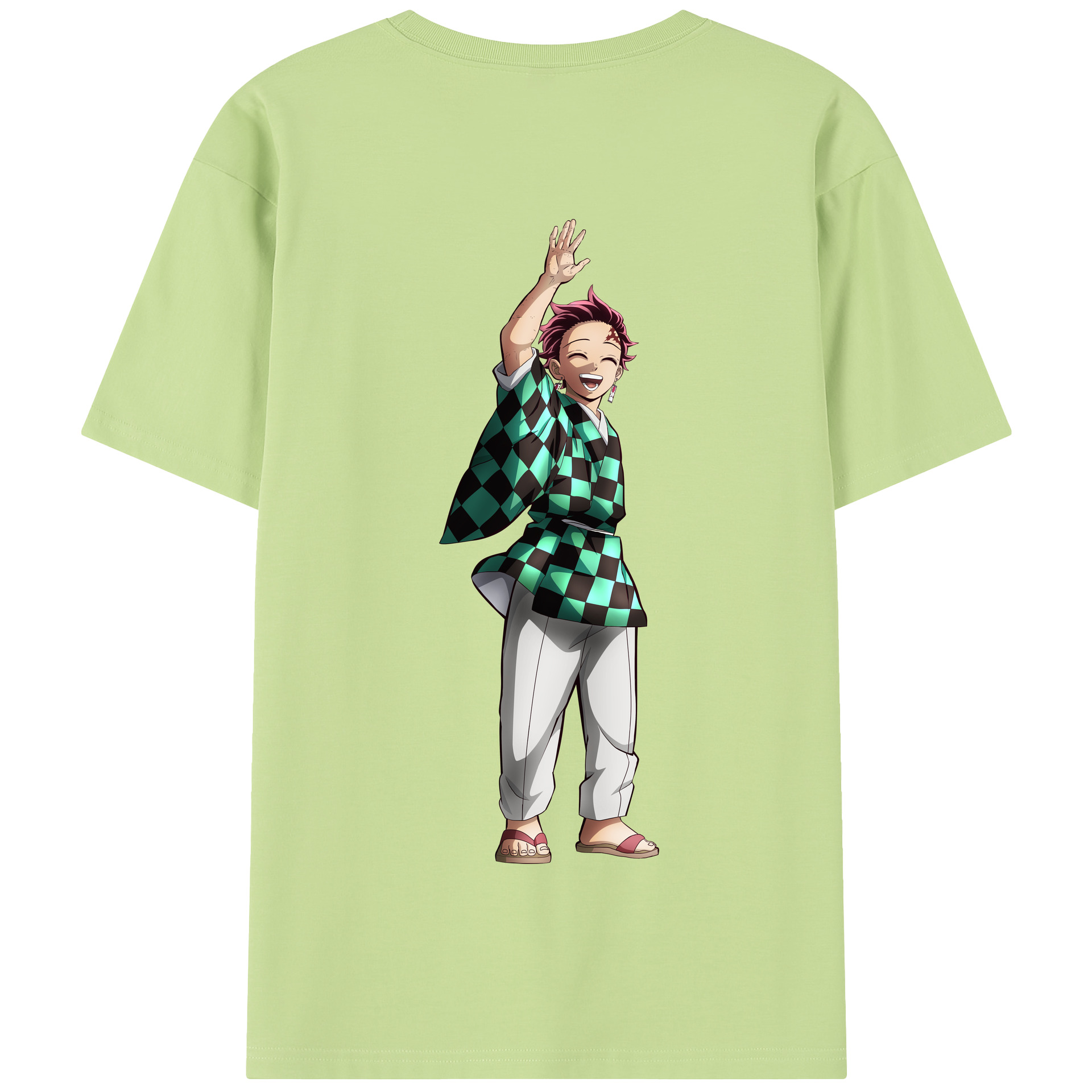 （画像用） 鬼滅の刃 竈門 炭治郎／かまど たんじろう Kamado Tanjirou 綿100％半袖Tシャツ（背面プリント）